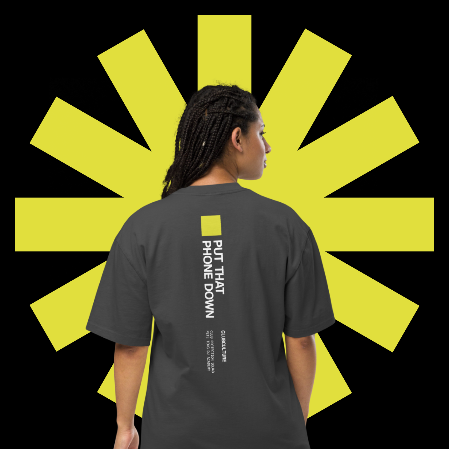 Oversized faded t-shirt - PUT THAT PHONE DOWN - vertical